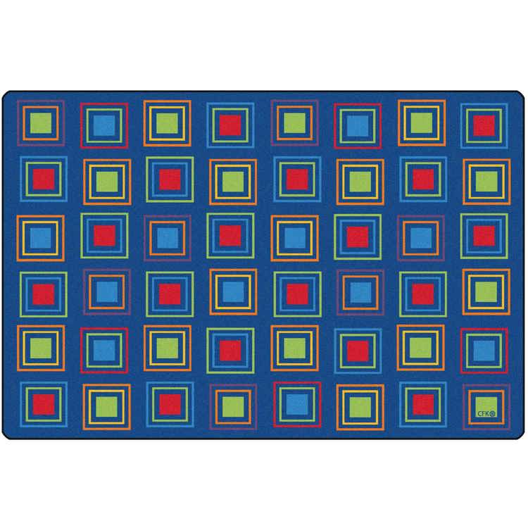 Primary Squares Seating Rug, Rectangle 6' x 9'