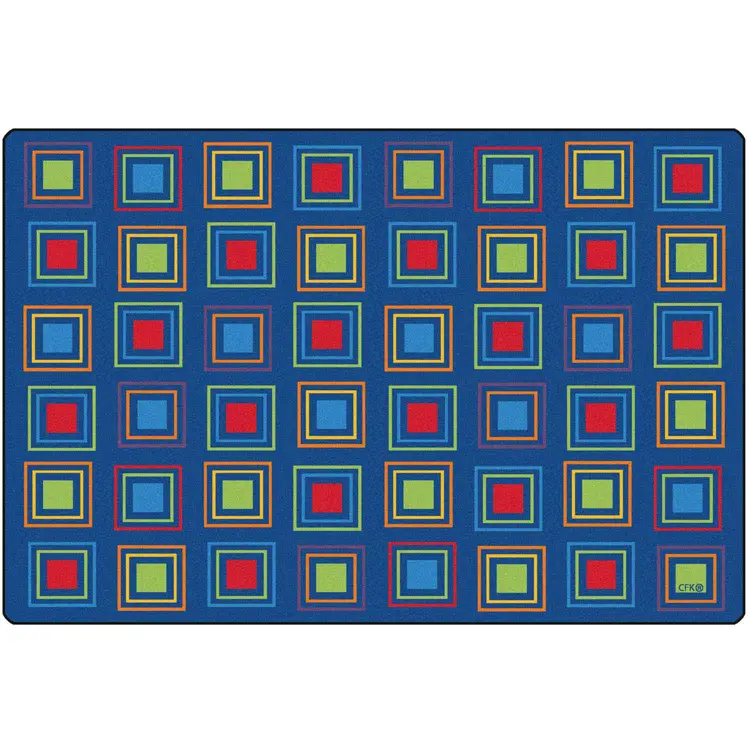Primary Squares Seating Rug, Rectangle 6' x 9'