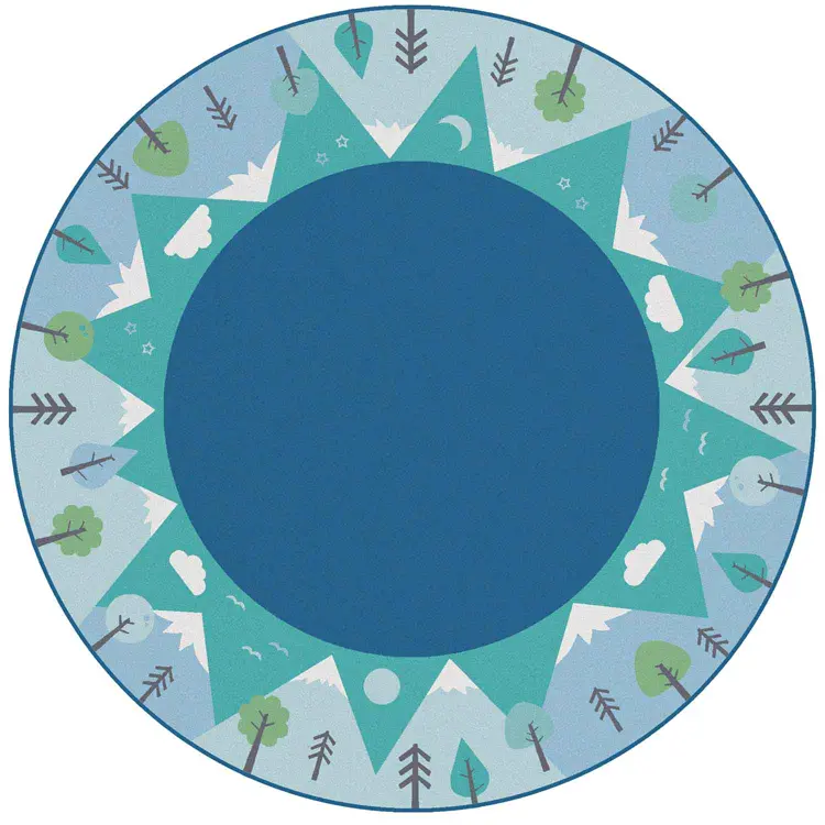KIDSoft™ Tranquil Mountain Rug, Blue 6' Round