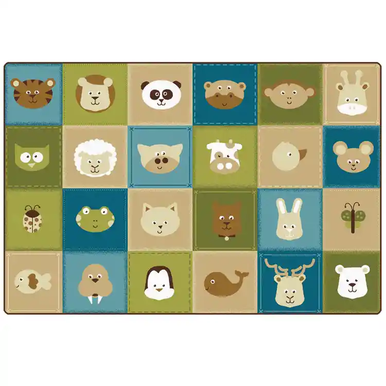 KIDSoft™ Animal Patchwork Rug, Nature Colors, Rectangle 4' x 6'
