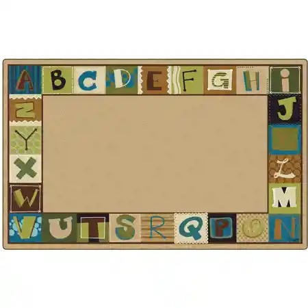 KIDSoft™ Alphabet Blocks Border Classroom Rug, Nature Color