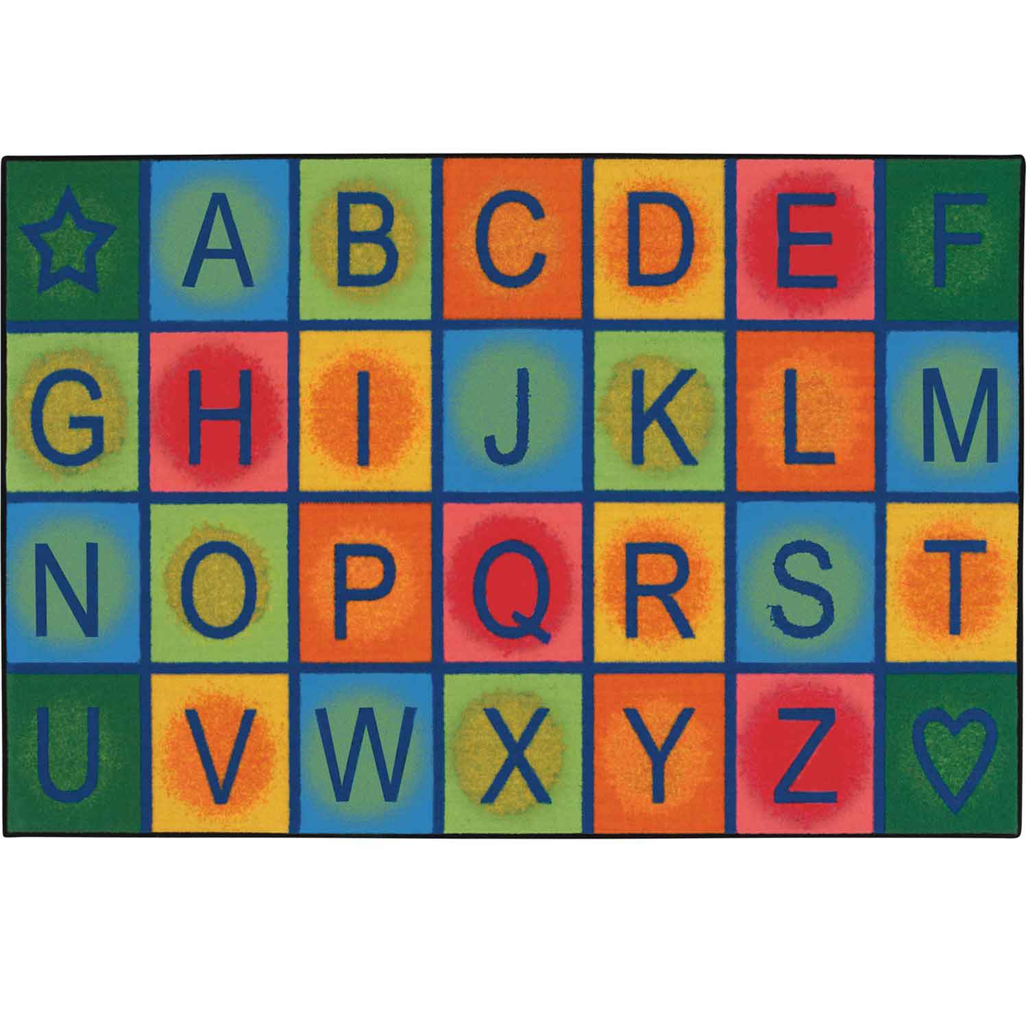KID$ Value Classroom Rugs™, Simple Alphabet Blocks, Rectangle 4' x 6'
