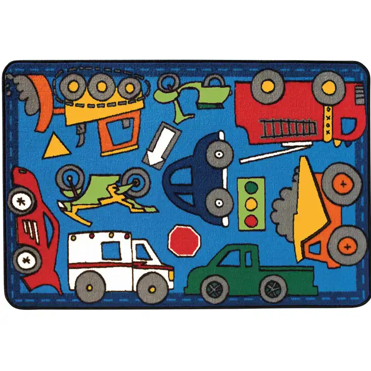 KID$ Value Classroom Rugs™, Wheels on the Go, Rectangle 4' x 6'