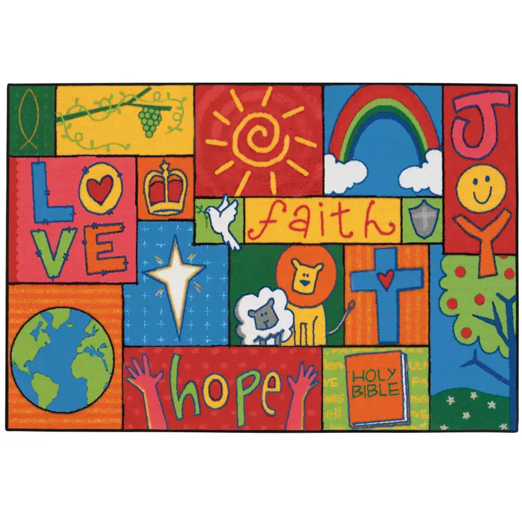 KID$ Value Classroom Rugs™, Inspirational Patchwork, Rectangle 4' x 6'