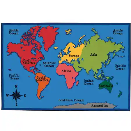 Kid$ Value Classroom Rug™, World Map