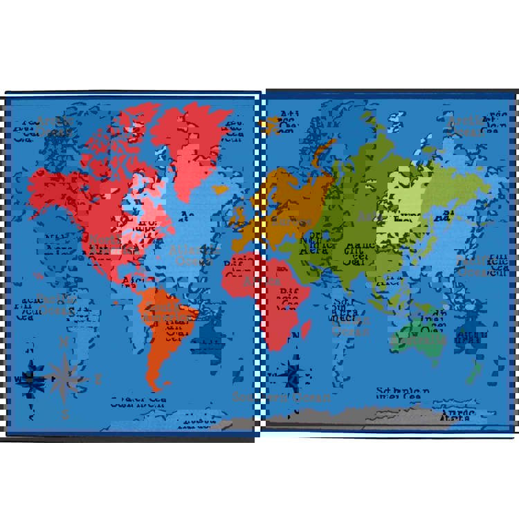 Kid$ Value Classroom Rug™, World Map