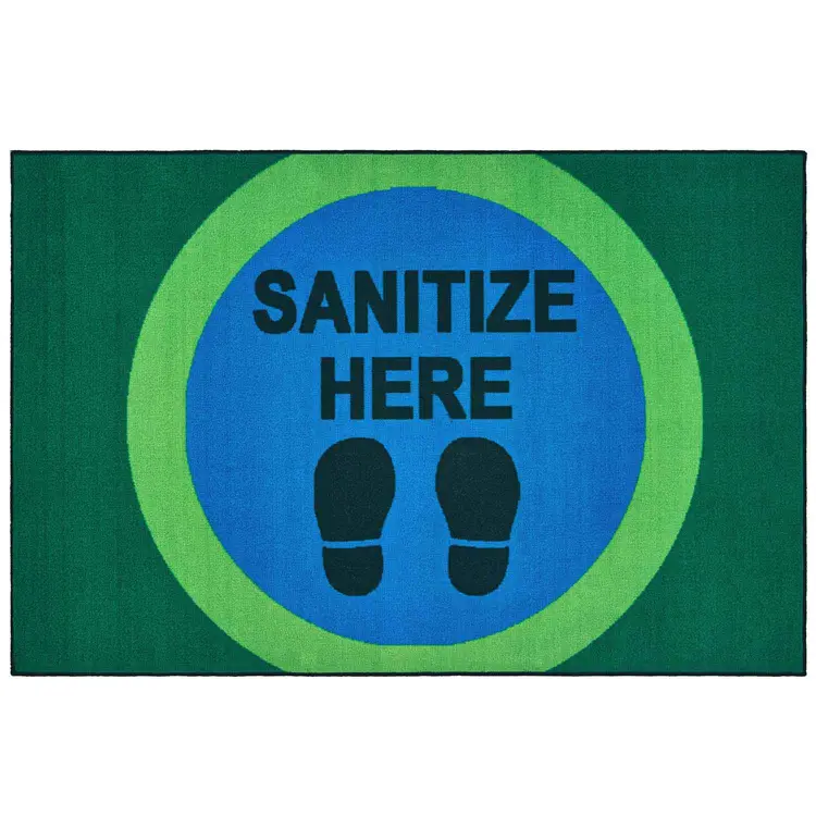 Healthy Habits Collection Sanitize Here Dot Mat, Rectangle 4' x 6'