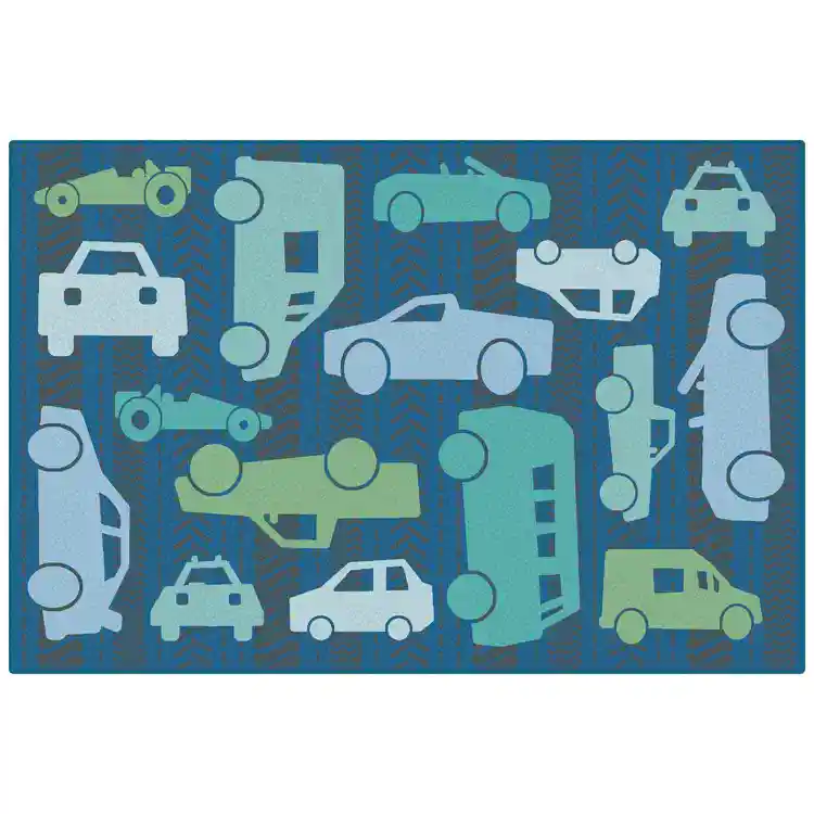KID$ Value Classroom Rugs™, All Autos Rectangle 4'x6' Blue