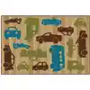 KID$ Value Classroom Rugs™, All Autos Rectangle 4'x6' Brown