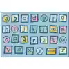 KID$ Value Classroom Rug™, Alphabet Blocks Rectangle 4'x6' Light Blue