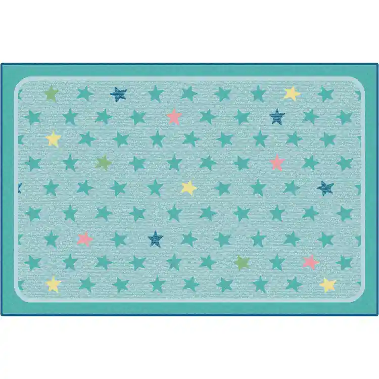 KID$ Value Classroom Rugs™, Super Stars, Rectangle 4' x 6' Mixed Blue