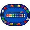 "Bilingual Paint By Numero Classroom Rug, Oval 6'9"" x 9'5"""