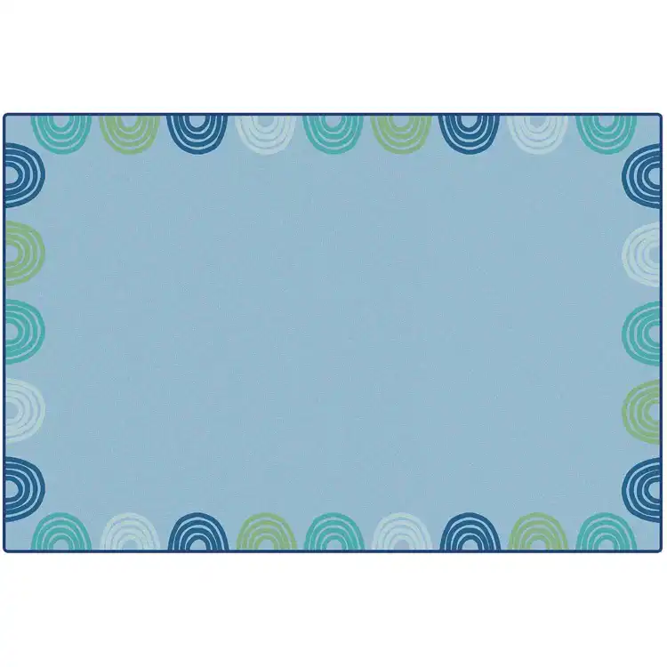 KIDSoft™ Rainbows Border Rug Soft Colors, Rectangle 6' x 9' Blue