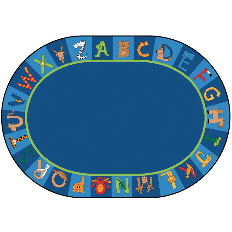 A To Z Animals Classroom Rug, Oval 6'9" x 9'5"