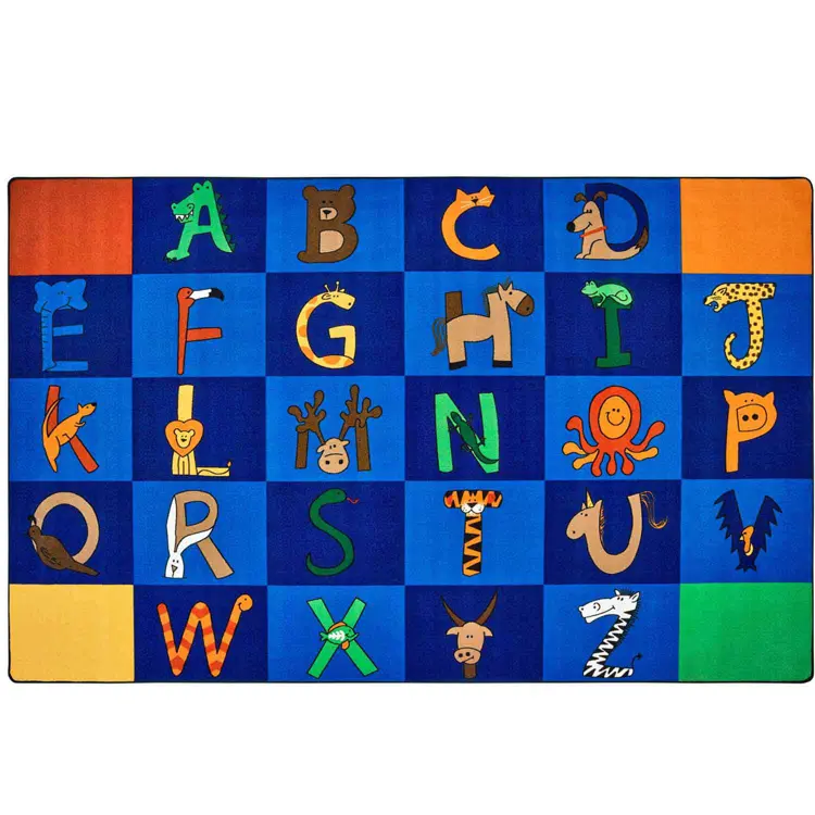 A To Z Animals Classroom Rug, Rectangle 7'6" x 12'