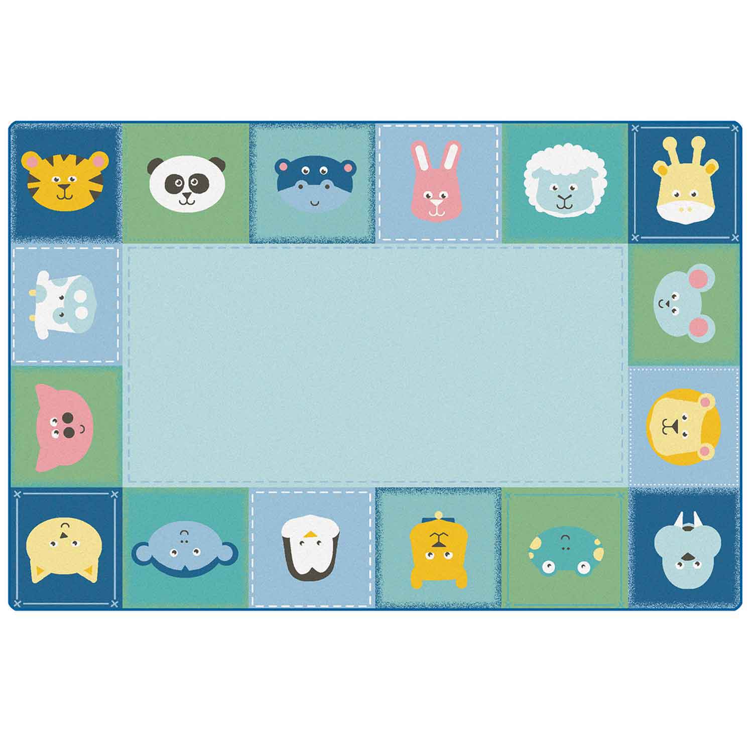 KIDSoft™ Baby Animals Border Rug, Rectangle 4' x 6'