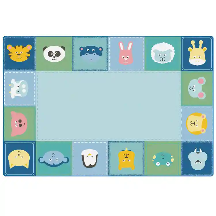 KIDSoft™ Baby Animals Border Rug, Rectangle 6' x 9'