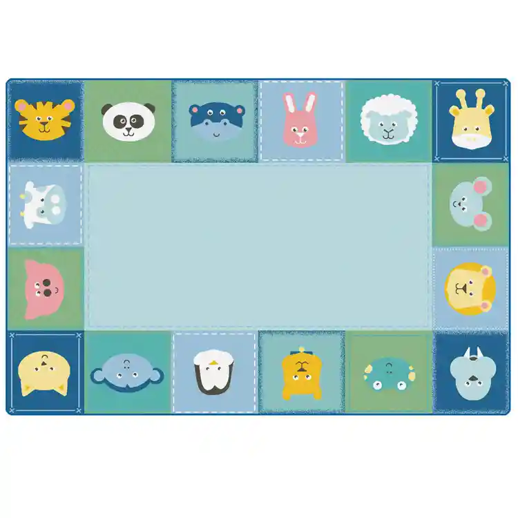KIDSoft™ Baby Animals Border Rug, Rectangle 8' x 12'