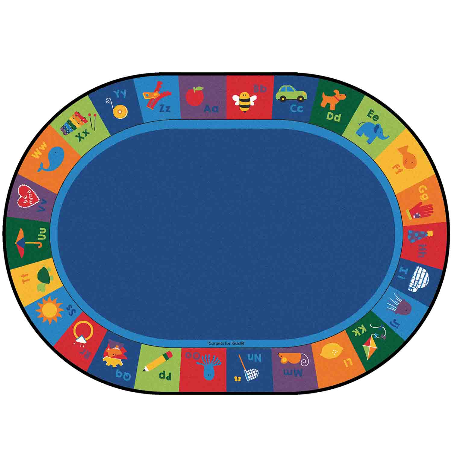 Sequential Seating Literacy Classroom Rug, Oval 7' 6" x 12'