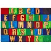 Rustic Wood Literacy Rug Seating Rug, Primary