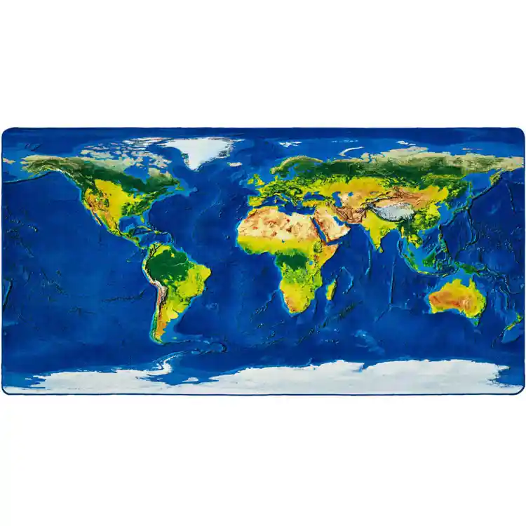 Learn Our Earth Map Rug, Rectangle 4' x 8'