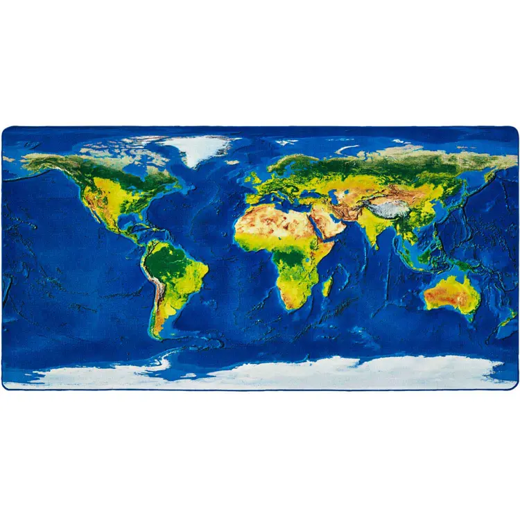 Learn Our Earth Map Rug, Rectangle 4' x 8'