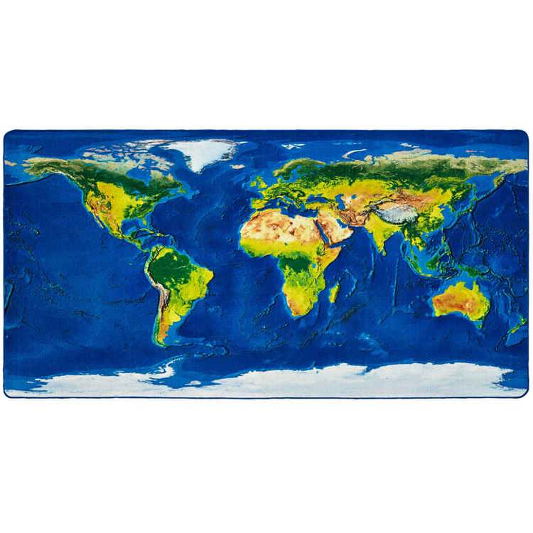 Learn Our Earth Map Rug, Rectangle 6' x 12'