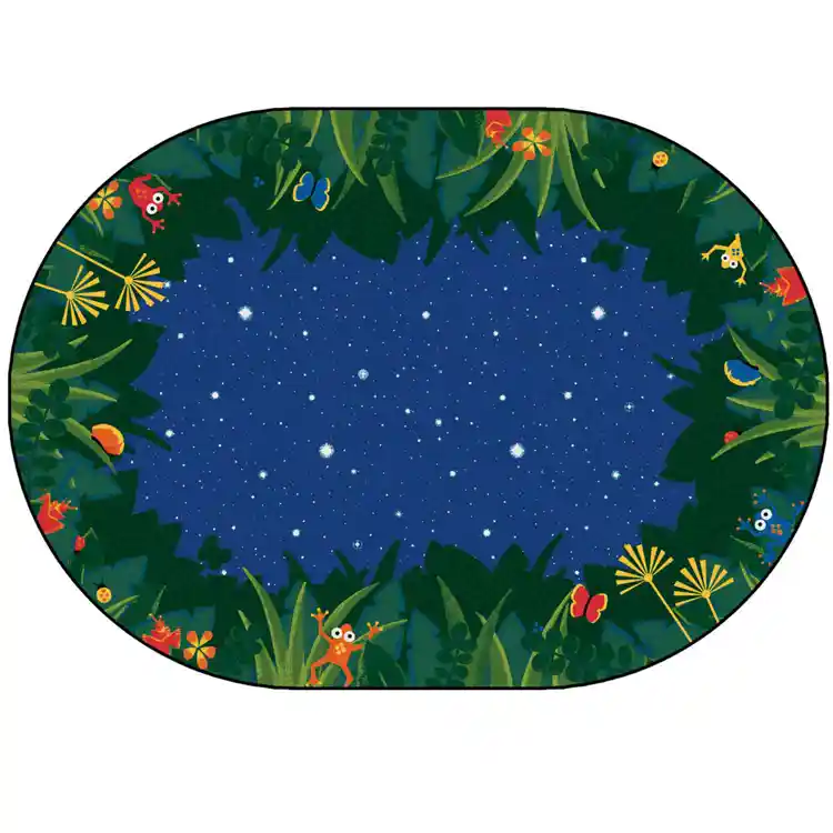 Peaceful Tropical Night Classroom Rug, Oval 8' x 12'