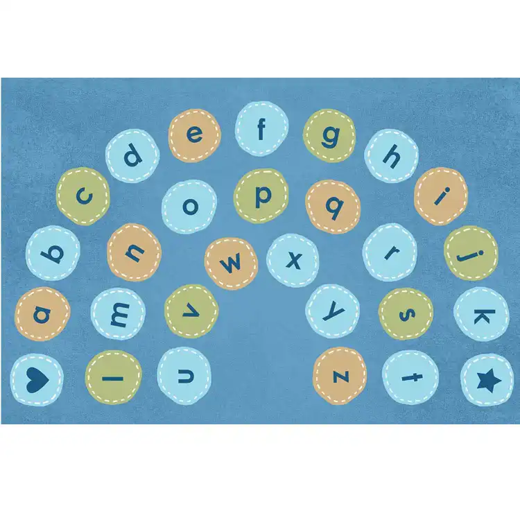 Pixel Perfect™ Calming Colors Alphabet Arch Seating Rug, Rectangle 6' x 9'