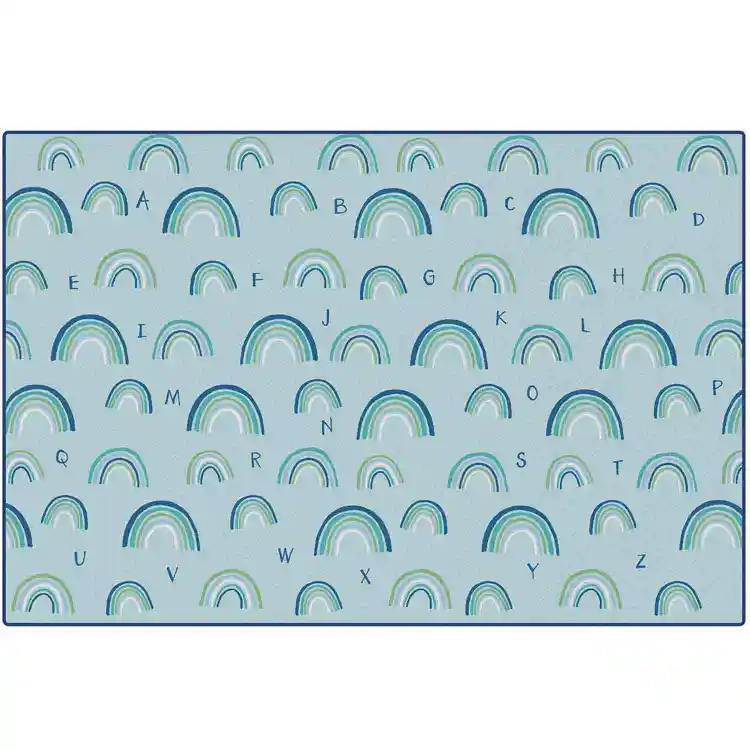 KIDSoft™ Rainbows Literacy Rug Soft Colors, Rectangle 4' x 6' Green