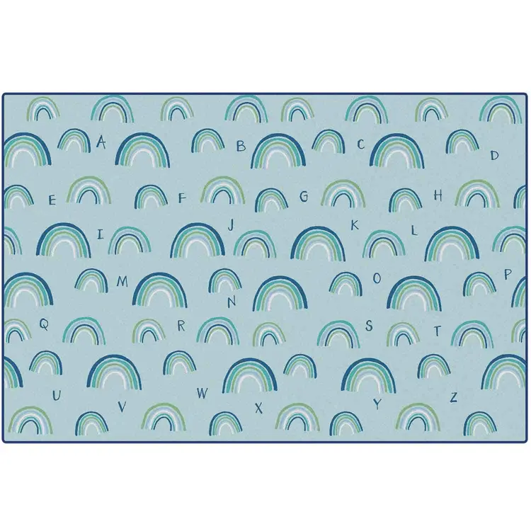 KIDSoft™ Rainbows Literacy Rug Soft Colors, Rectangle 4' x 6' Green