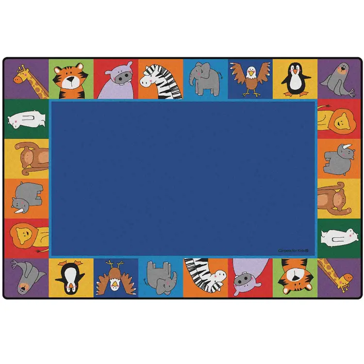 KID$ Value Plus Classroom Rugs™, Zoo Animal Seating Rug Rectangle 6' x 9'