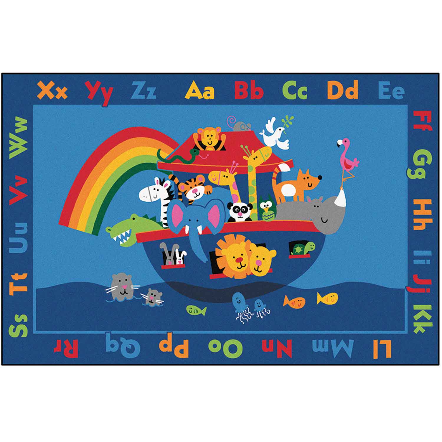 KID$ Value Plus Classroom Rug, Noah Alphabet Animals, Rectangle 6' x 9'