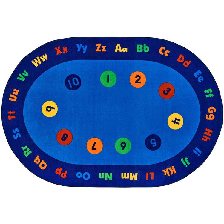 KID$ Value Plus Classroom Rug, Circletime Early Learning, Oval 6' x 9'