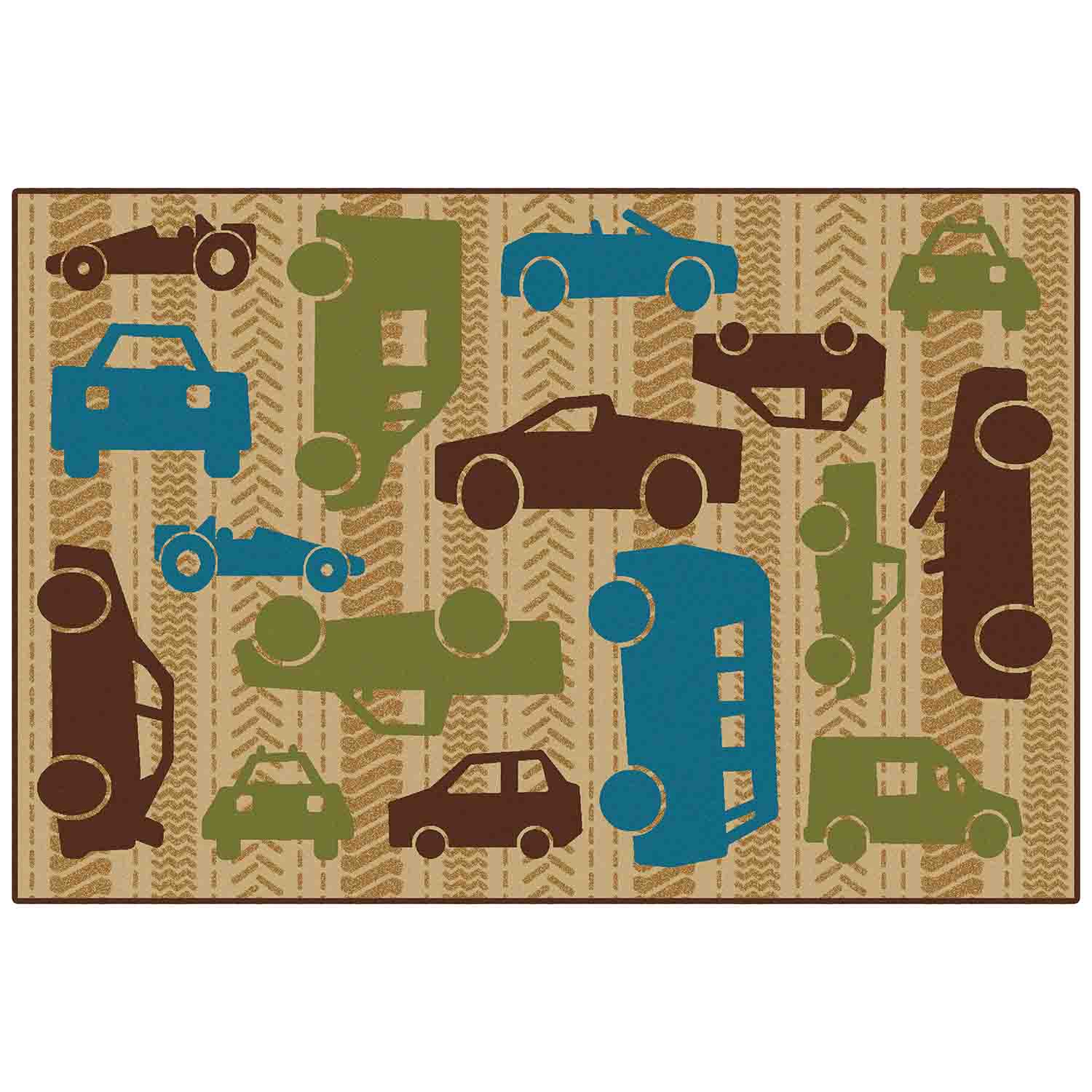 KID$ Value Plus Classroom Rugs™, All Autos Rectangle 6' x 9' Brown