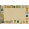 KID$ Value Plus Classroom Rug™, Alphabet Blocks Border 6' x 9' Tan
