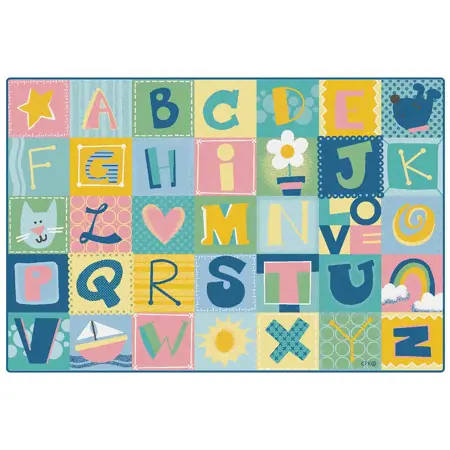 KIDSoft™ Alphabet Blocks Classroom Rug, Tranquil Colors