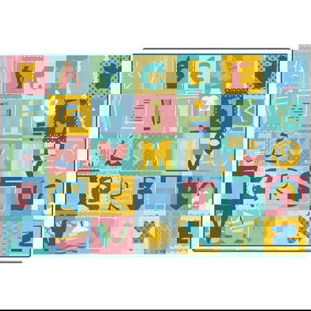 KIDSoft™ Alphabet Blocks Classroom Rug, Tranquil Colors