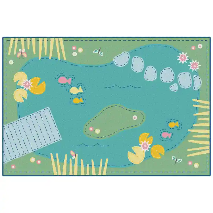 KID$ Value Plus Classroom Rugs™, Tranquil Pond, Rectangle 6' x 9' Green