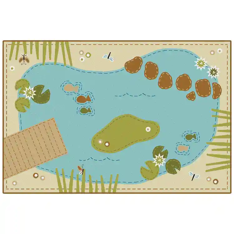 KID$ Value Plus Classroom Rugs™, Tranquil Pond, Rectangle 6' x 9' Tan