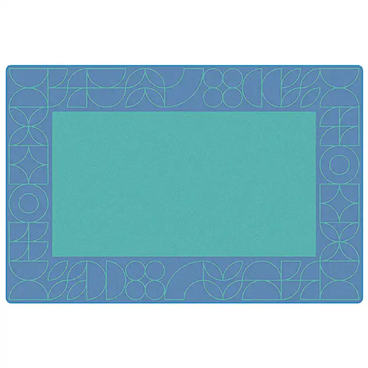 Scandinavian Doodle Large Pattern Border Rug, Rectangle 6' x 9'