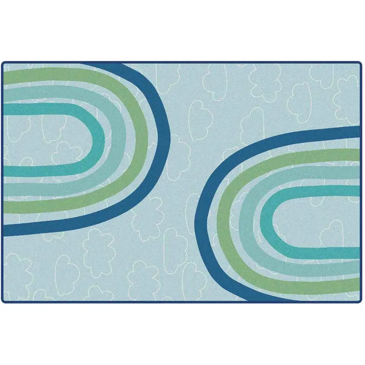 KIDSoft™ Large Rainbows Rug Soft Colors, Rectangle 4' x 6' Green