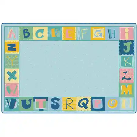 KIDSoft™ Alphabet Blocks Border Classroom Rug, Tranquil Colors