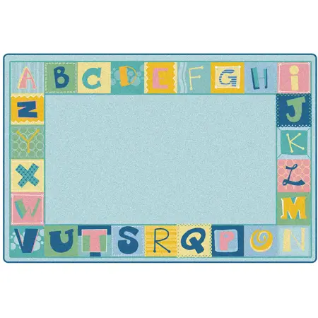 KIDSoft™ Alphabet Blocks Border Classroom Rug, Tranquil Colors