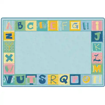 KIDSoft™ Alphabet Blocks Border Classroom Rug, Tranquil Colors
