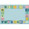 KIDSoft™ Alphabet Blocks Border Classroom Rug, Tranquil Colors, Rectangle 7' 6" x 12'
