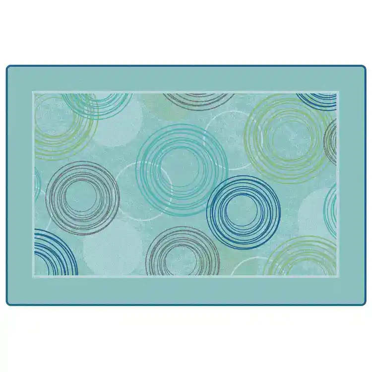 KIDSoft™ Raindrop Ripples Classroom Rug, Rectangle 6' x 9' Blue