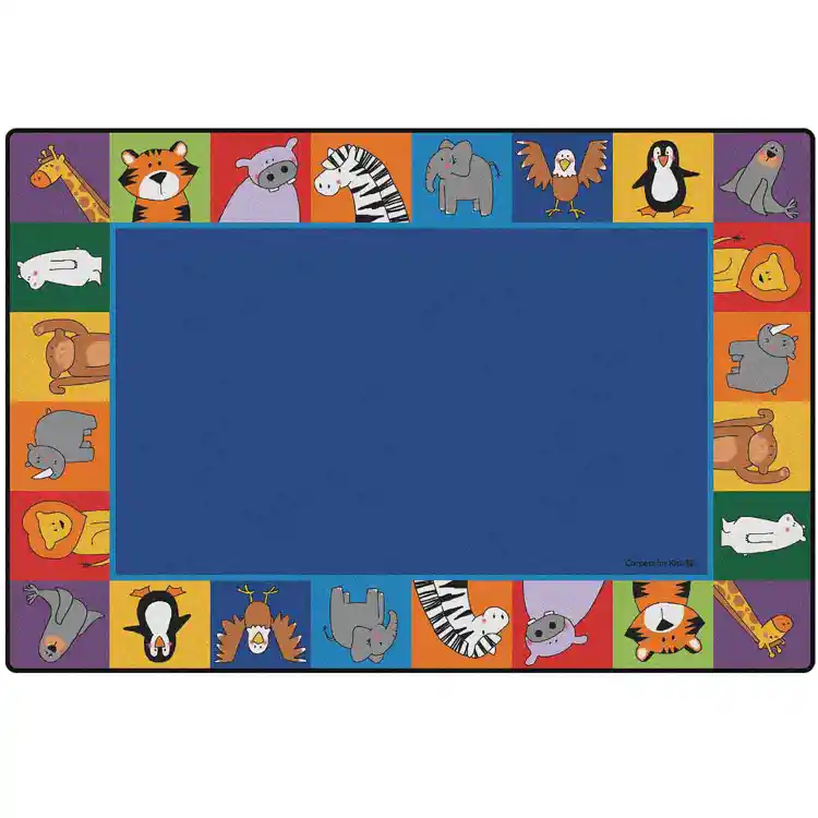 KID$ Value Plus Classroom Rugs™, Zoo Animal Seating Rug Rectangle 7' 6" x 12'