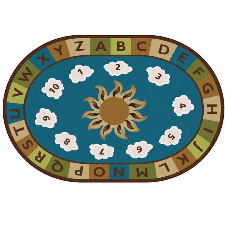 Sunny Day Learn & Play Rug, Nature's Colors, Oval 4' x 6'