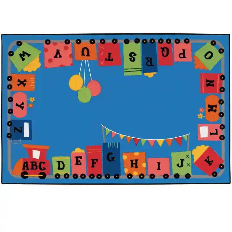 KID$ Value Plus Classroom Rugs™, Alpha Fun Train, Rectangle 8' x 12'